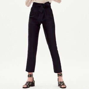 Maje Trousers with knotted belt in Marine Size 4 NWT